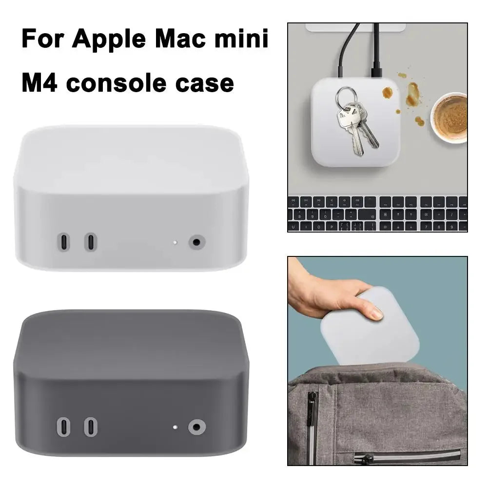 Easy Install Wear-resistant Waterproof Silicone Protective Case for Mac Mini M4/M4 Pro 2024 Precise Opening Dustproof Cover