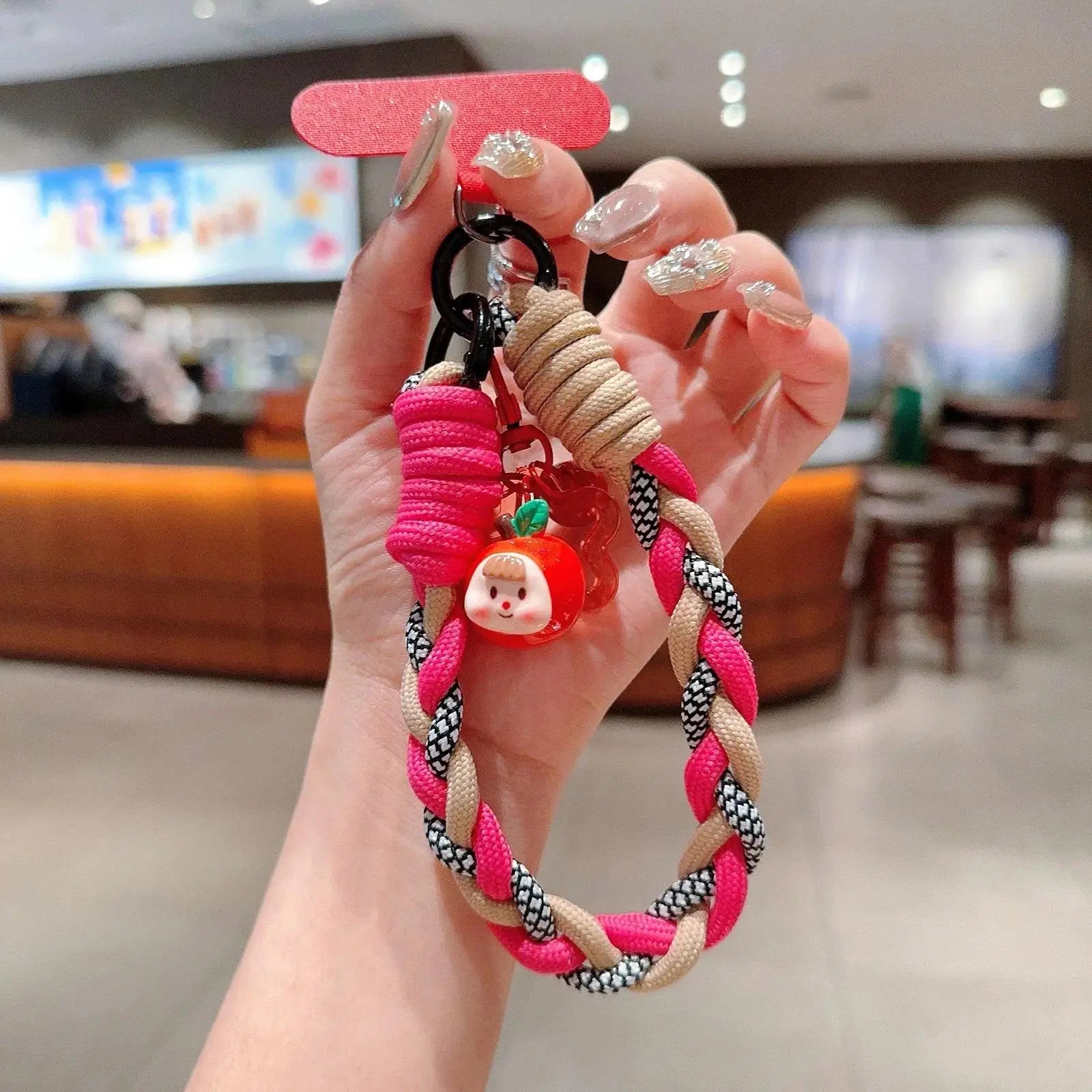 Cute Creative Cartoon Mobile Phone Universal Lanyard Three-Color DYM Wrist Strap Hand-Woven Hand Rope Phone Hanging Accessories