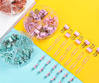 72Pcs Color Binder Clips Paper Clips Push Pin Set Rose Gold Push Pins Cute Stationery for Office Accessories School Supplies