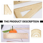 1Set Premium Brass Geometry Ruler Set Triangle Straightedge Protractor Drawing Measurement Tool Accurate Scale for Education Art