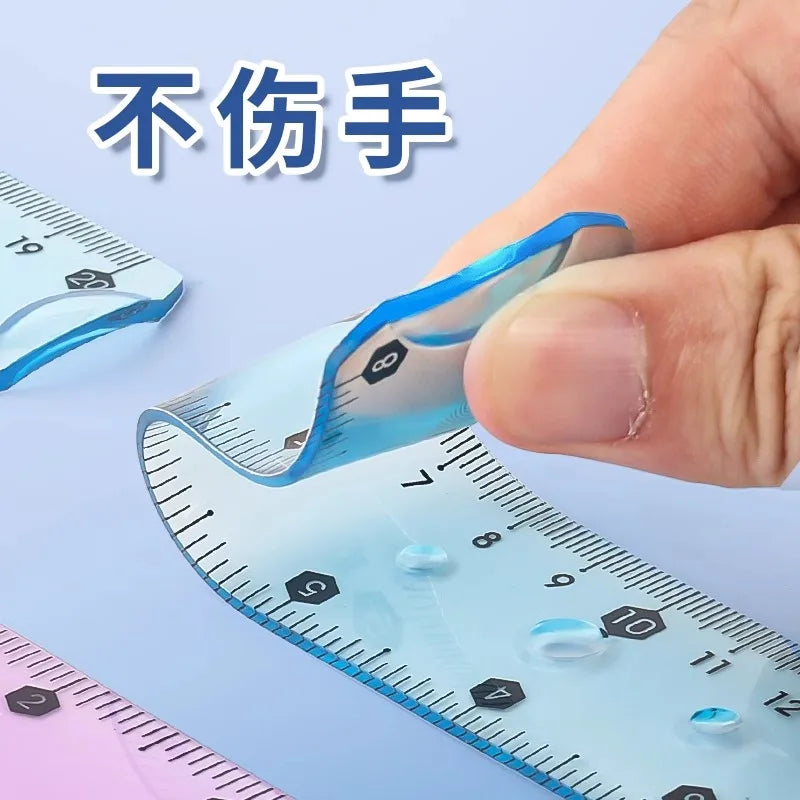 M&G 15/20/30 cm Transparent Soft Ruler for Primary School Students Folding Straight Ruler