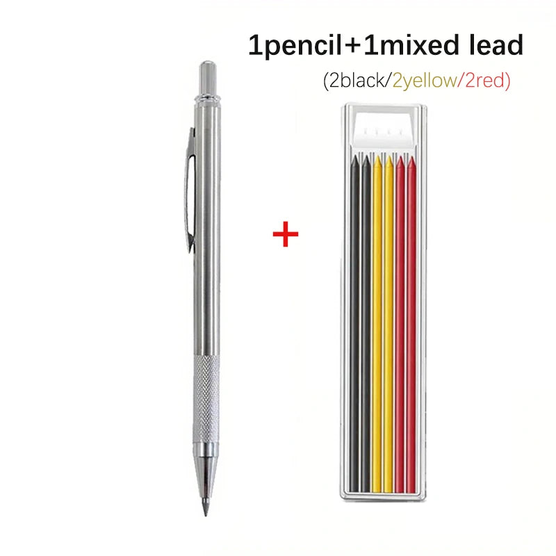 2.8mm Solid Woodworking Automatic Pencil Set with 2B Multicolor Lead Core Deep Hole Marking Architectural Design Marking Pen