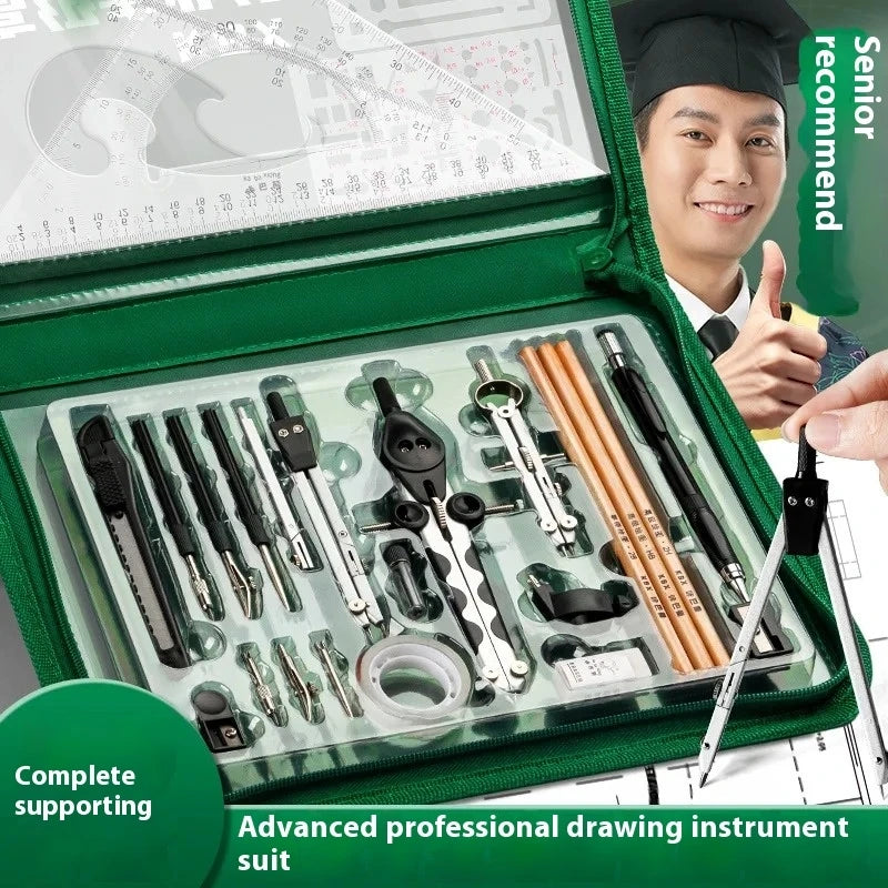 College student drawing tool set Professional construction engineering Combination assembly drawing  geometry set for school