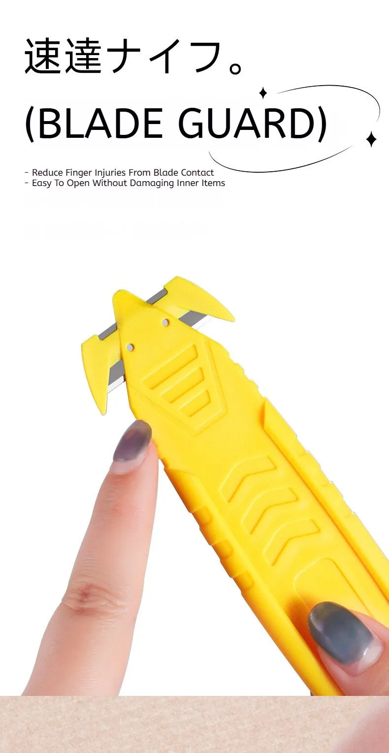 Yellow Safe Portable Box Opener Utility Knife with Plastic Handle And Sharp Blades Office Supply Tool