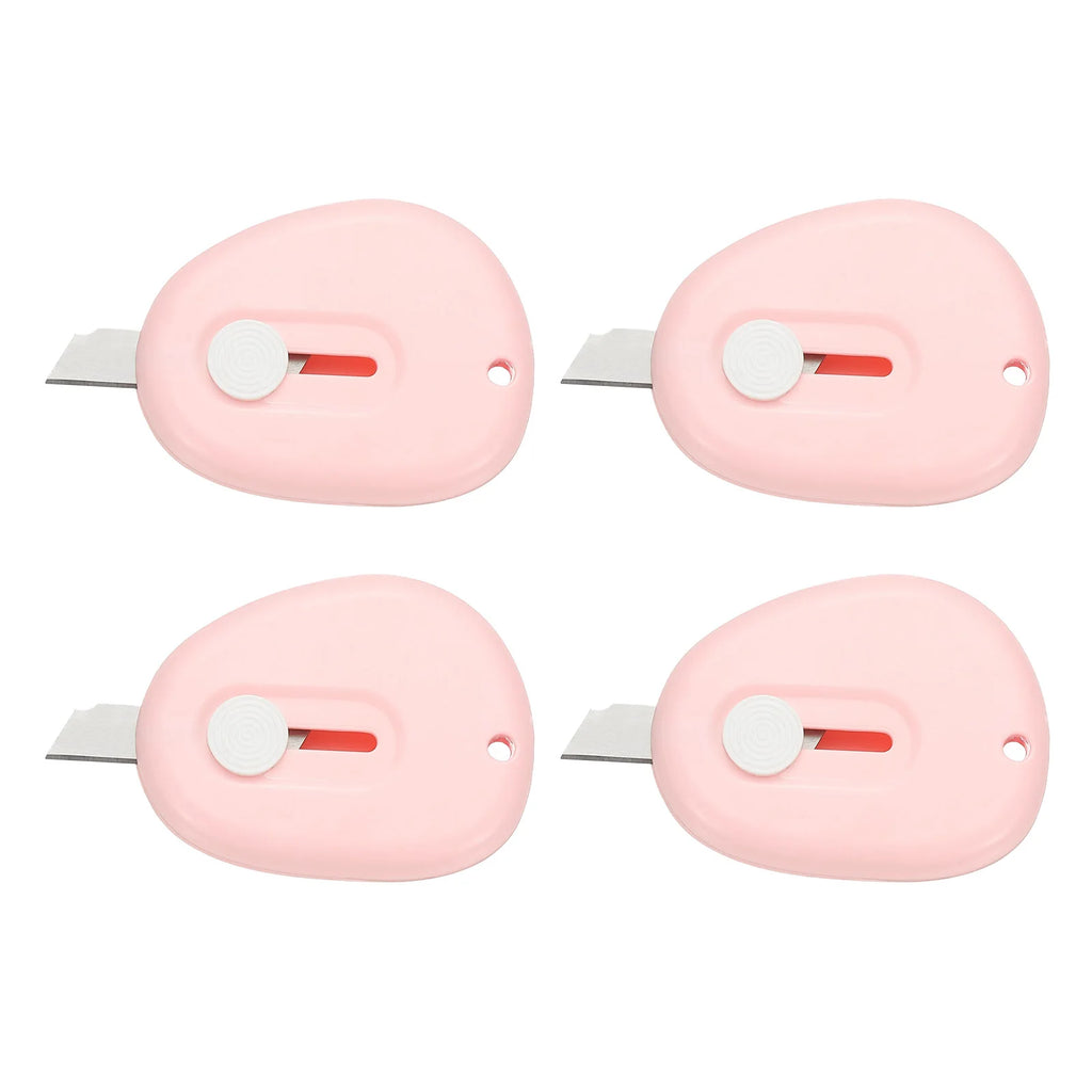 4/8Pcs Mini Box Cutters Retractable Small Utility Knife Portable Cute Letter Envelope Opener with Keychain Hole Office Supplies