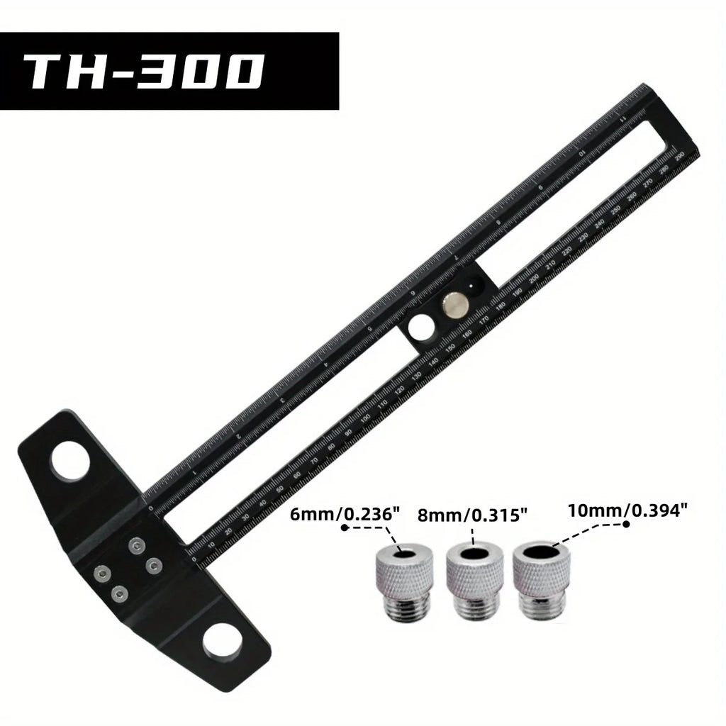 300/500MM Woodworking 2 in 1 Drilling Positioning Scoring Ruler - Adjustable T Square - Aluminum Scriber Marking Gauge Tool