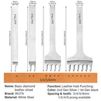 WUTA 1pc 3/4/5/6mm Leather Chisel Tool Diamond Pricking Iron Basic Hole Punch Stitching Leather Craft Tools