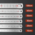15cm/20cm/30cm/40cm/50/60cm Metal Ruler Stainless Steel Straight Ruler Measuring Ruler Precision Double Sided Measure Ruler Tool