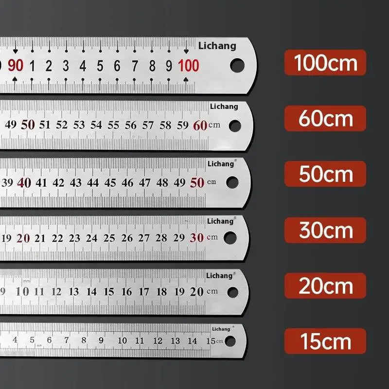 15cm/20cm/30cm/40cm/50/60cm Metal Ruler Stainless Steel Straight Ruler Measuring Ruler Precision Double Sided Measure Ruler Tool