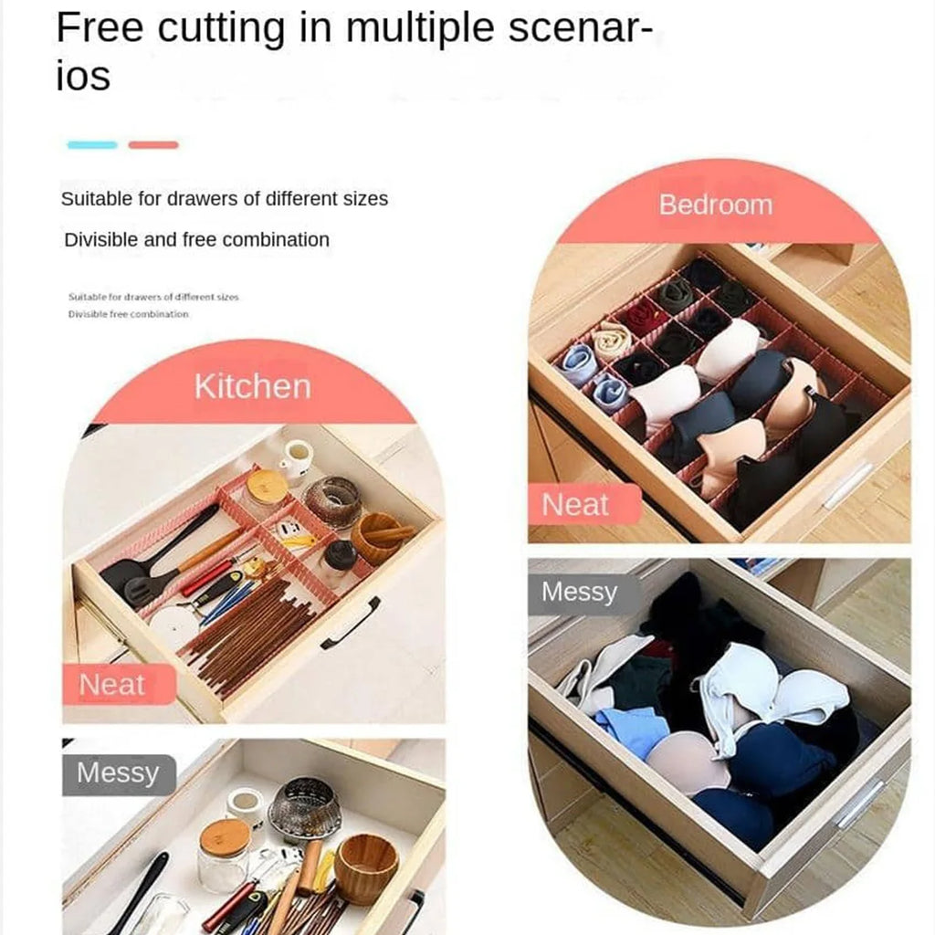 4Pcs Drawer Storage Dividers Sock Compartment Box Free Combination Plastic Partition Board Underwear Grid Divider Organizer Cosmetics Miscellaneous Compartment Box