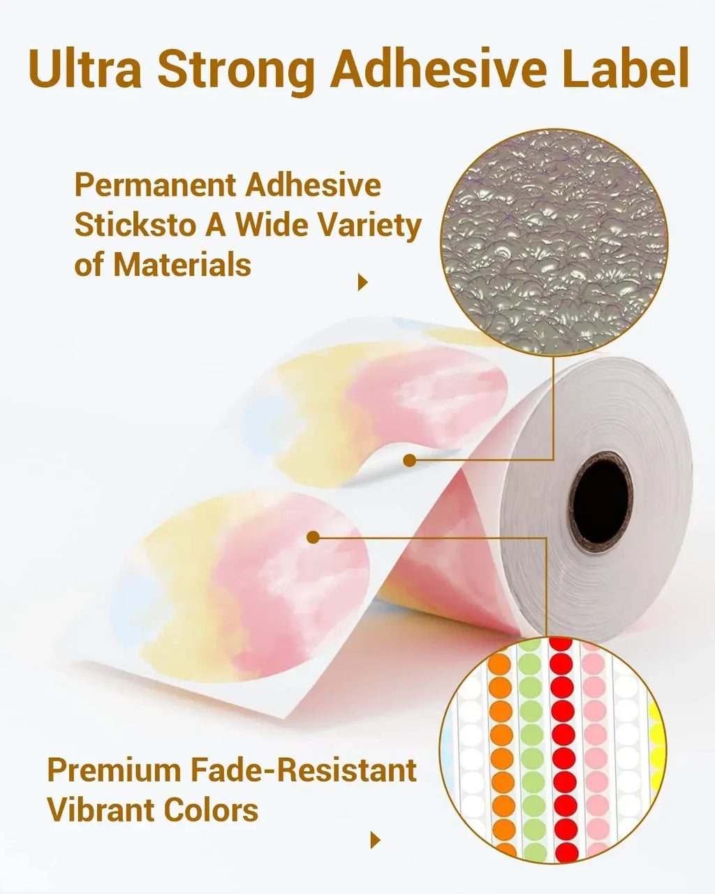 Phomemo Round Square Thermal Label Sticker Shipping Labels Color Adhesive Paper for Adress Suitable for D520 PM241-BT Printer