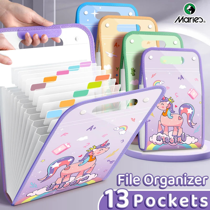 Marie's Accordion File Organizer with 13 Pockets, Expanding File Folder with Labels, Portable Document Organizer for Home Office
