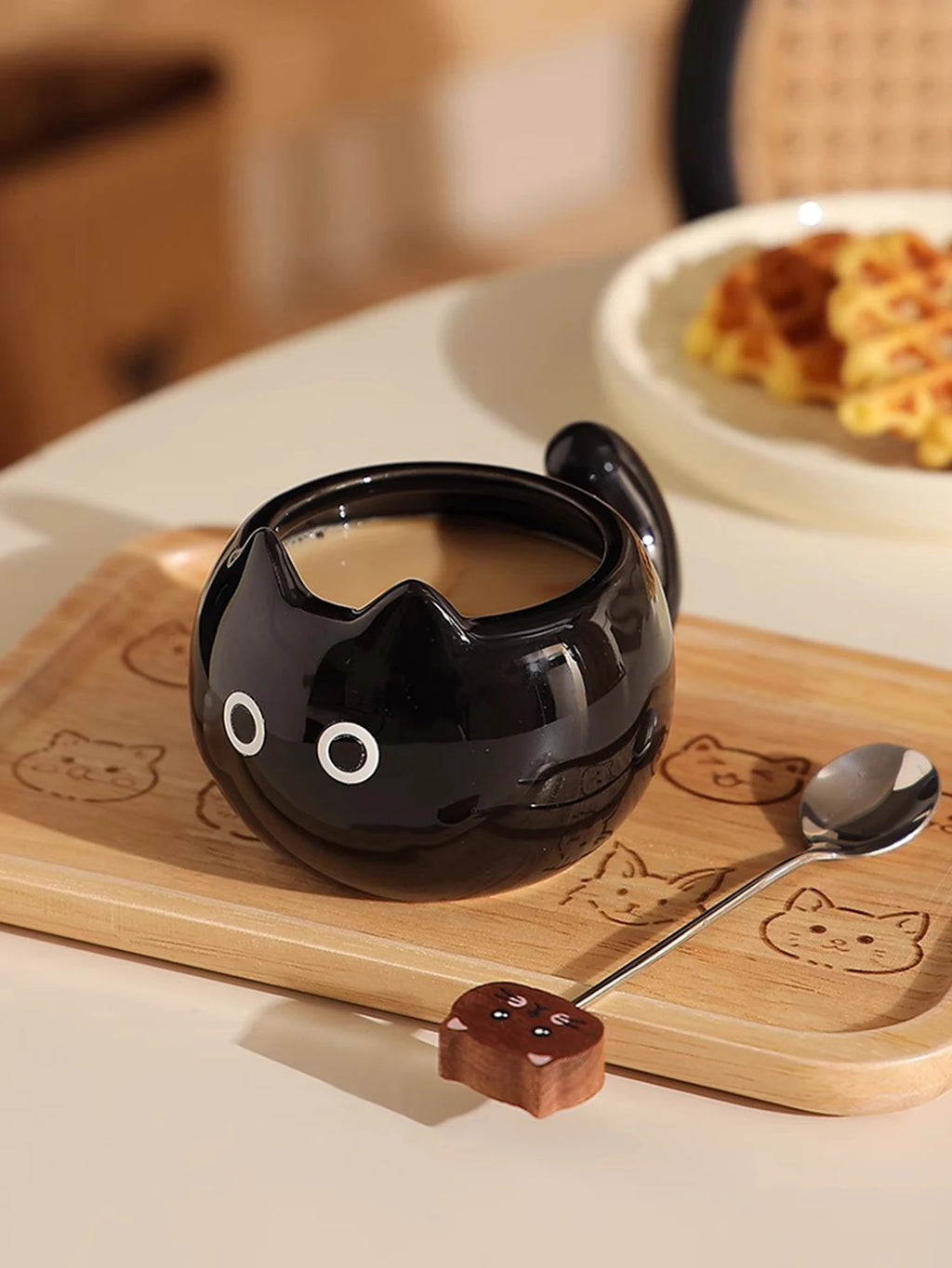 1Pc Siamese Cat Coffee Cup, Creative Cute Kitten Mug, High-Quality Exquisite Cup, Suitable for Coffee Shop Latte Art, Office, Living Room, Home, Bedroom Drinking Cup, Afternoon Tea Flower Tea Black Tea Cup, Gift