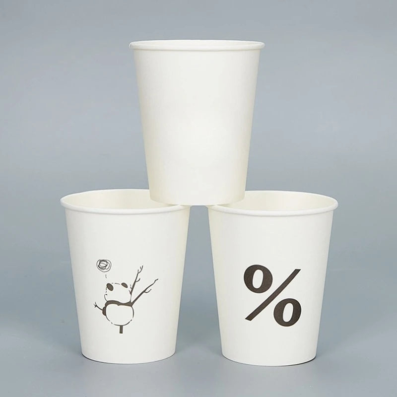 50pcs Disposable Cartoon Cute Cups White Thicken Durable Cups for Hot and Cold Drinks Household Party Office Coffee Cup