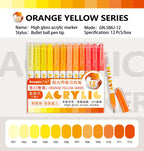 GuangNa 168/12 Colors High Gloss Acrylic Marker Pen Set,Hard Headed Drawing Pens,DIY Graffiti Paint Pen Stationery,GN.586