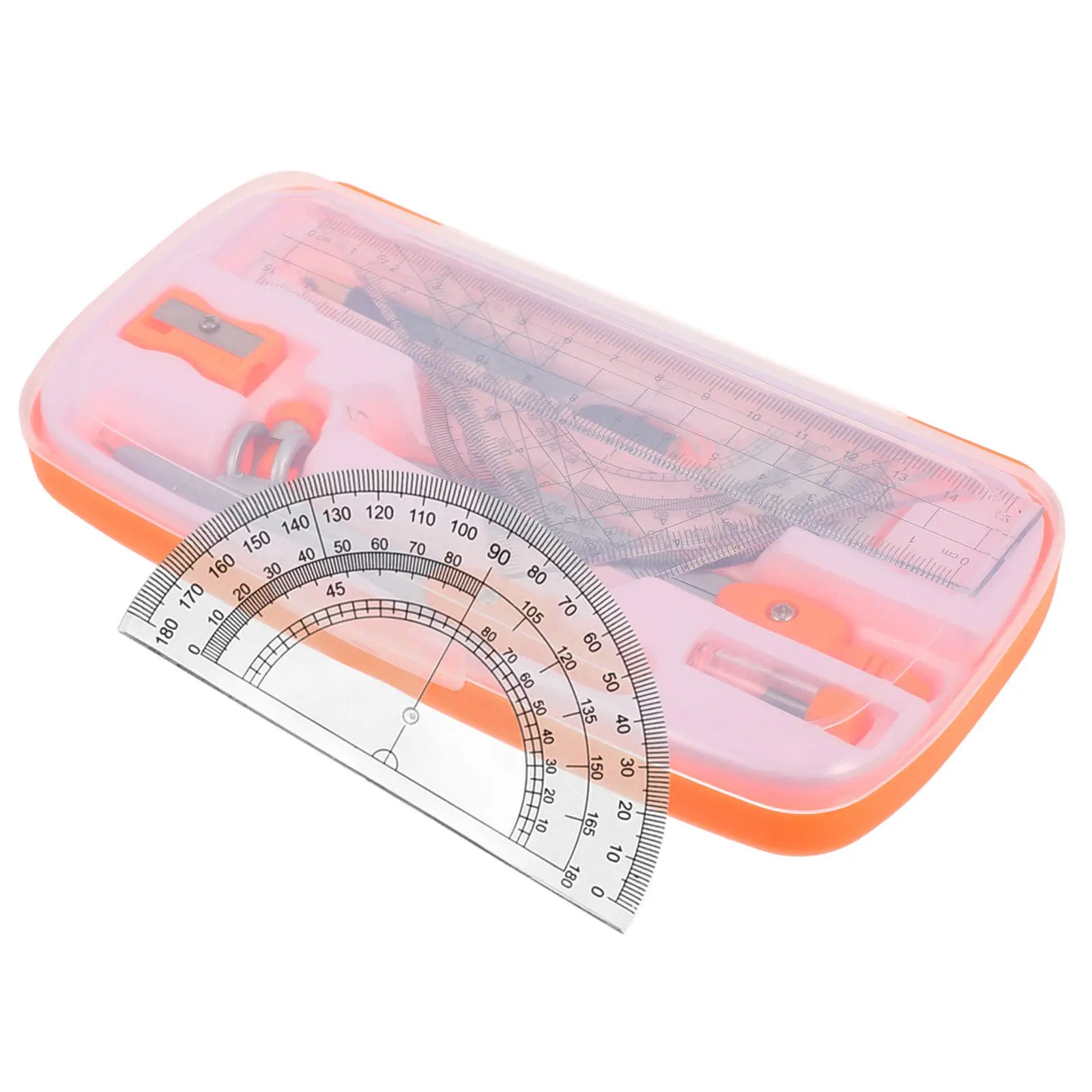 1Set Compass Protractor Ruler Set Plastic Alloy Math Drawing Tools for Students High School Geometry Class Portable Lightweight