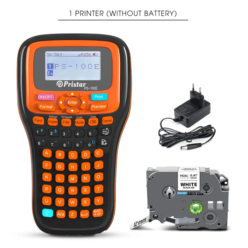 PS100E Portable Wireless Label Printer TZeFX231 Industrial Label Maker Compatible for Brother P-touch Label Maker TZe231 Tapes