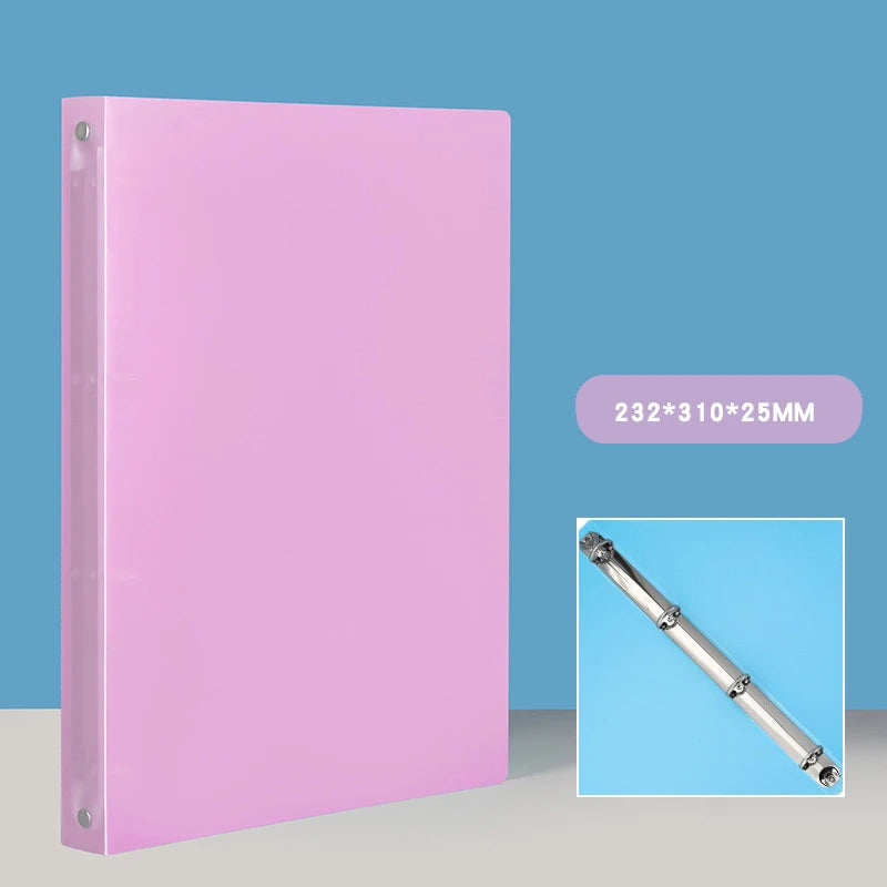 1PCS A4 Perforated Folder Candy-Colored Transparent O-shaped 2-hole, 3-hole, 4-hole Waterproof File Folder Binder