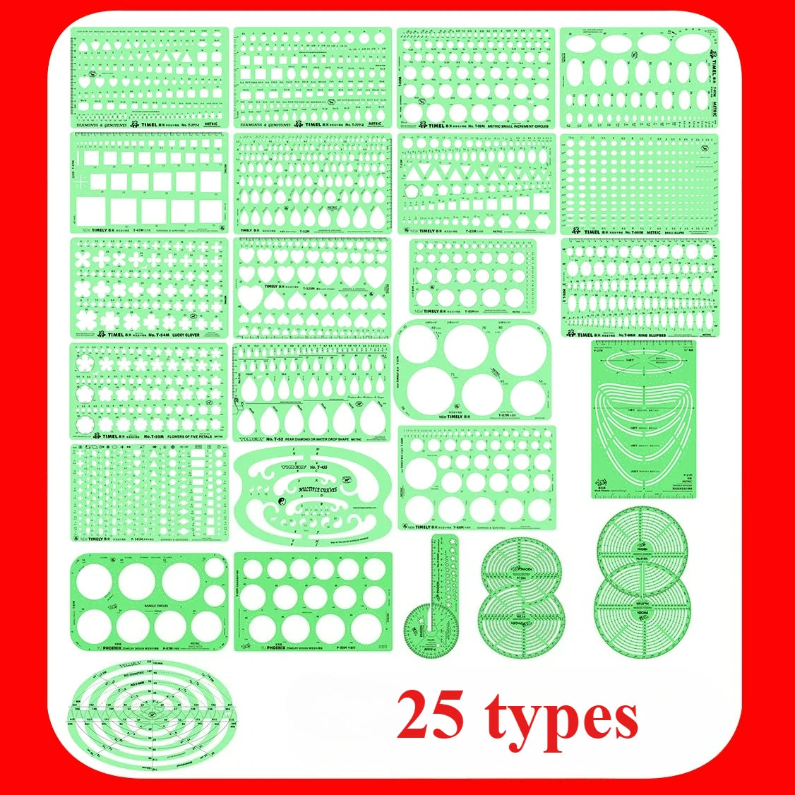 Jewelry Design Template Diamond Gemstone Drafting Ruler Kit Formwork Rulers Professional Designer Tools Supplies T-777-1 T-777-2