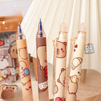 Capybara Erasable Pens 6pcs Refillable Ink Gel Pen Smudge-Free Cute Animal School Supplies for Students Office Stationery Gifts