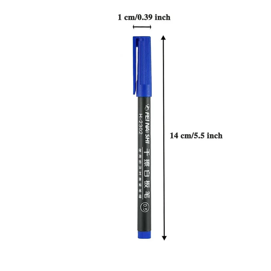 6 Pcs Erasable Whiteboard Pen 0.5/1.0mm Fine Point Black/Blue/Red Ink Blackboard Marker School Office Art Writing Stationery
