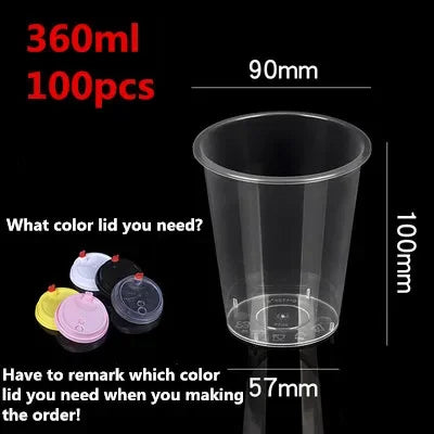 100PCS Plastic Cups With Dome Lids for Iced Cold Drink Coffee Tea Smoothies Sodas Water Party Disposable Tableware dessert cups