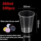 100PCS Plastic Cups With Dome Lids for Iced Cold Drink Coffee Tea Smoothies Sodas Water Party Disposable Tableware dessert cups