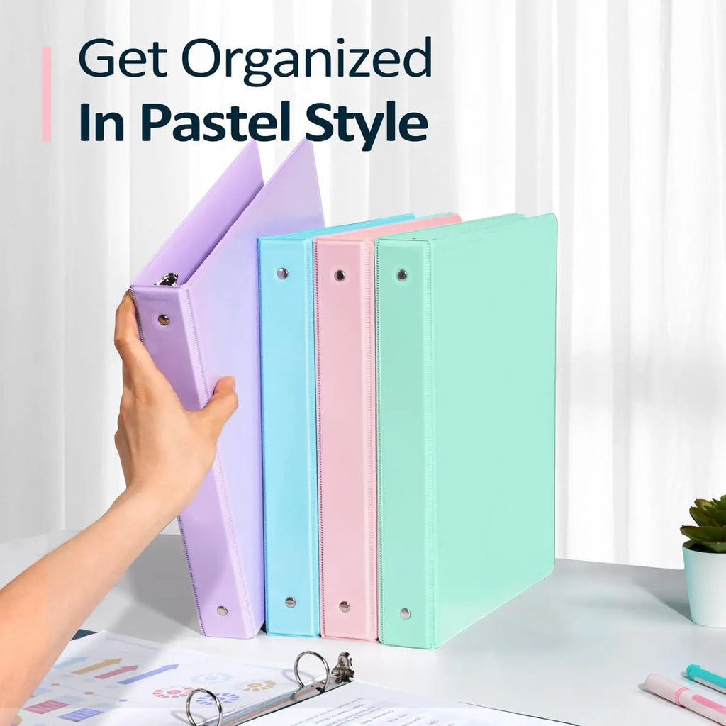 1-inch 3 Ring Binder with 2 Interior Pockets, for A4 Letter Size 8.5'' x 11''Paper,Versatile Binders for Office, Home and School