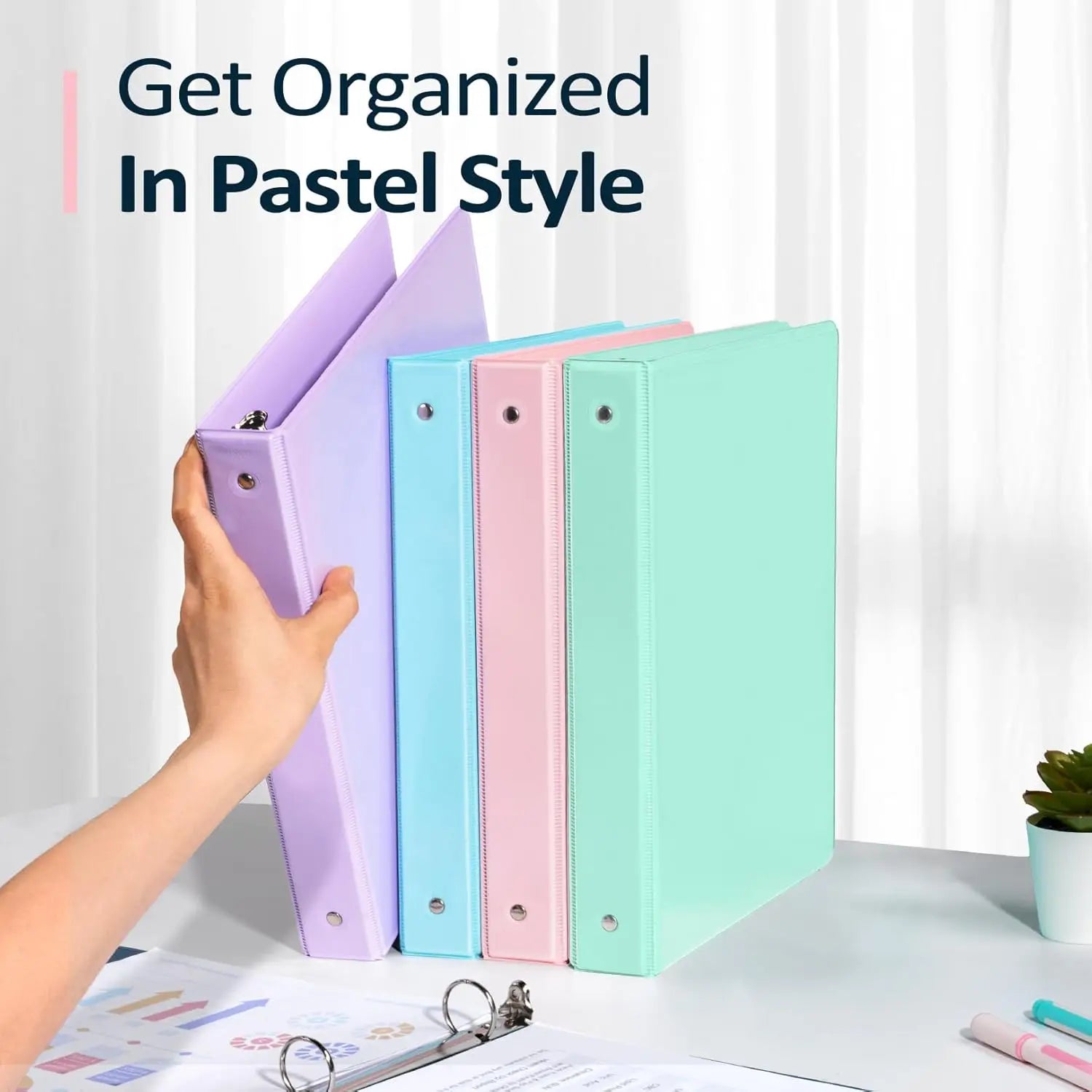 1-inch 3 Ring Binder with 2 Interior Pockets, for A4 Letter Size 8.5'' x 11''Paper,Versatile Binders for Office, Home and School