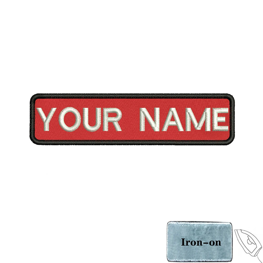 1PC 10cmX2.5cm Custom Personalized Name number Patch Stripes Badge tags chevrons Armband Iron On Or Hook Loop embroidered