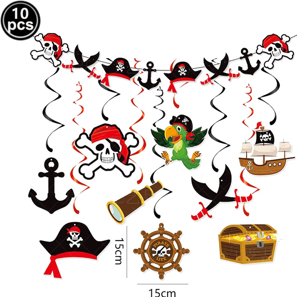 Pirate Party Paper Plate Cup Napkin Party Tableware Pirate Party Decor Pirate Ship Bone Dinnerware Supplies for Adult Kids Decor