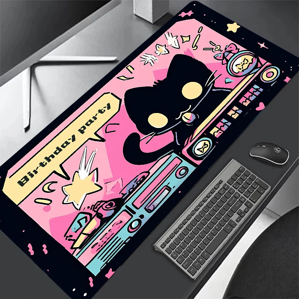 Black Cat Clouds Fast Delivery Keyboard pad lock-edge Extended Mousepad kawaii Pink Purple Office desktop protection pad XXL rug