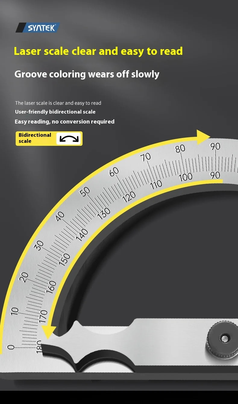 High Quality Stainless Steel Angle Finder Ruler High Precision 0-180 Degree Thickened Protractor for Woodworking Construction