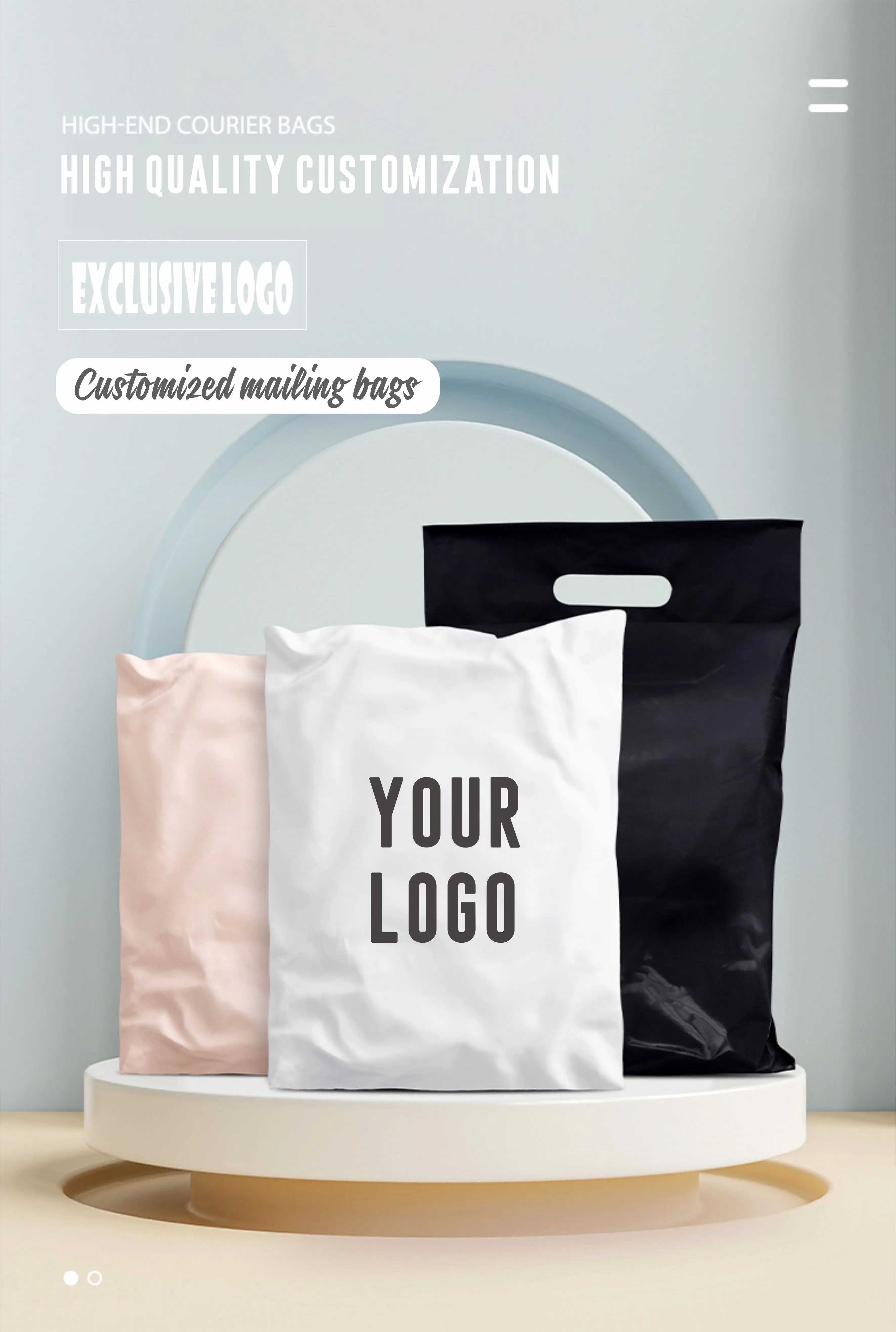 Environmentally friendly custom printing logo, luxurious matte white plastic mailing envelope, polyethylene shipping bag 50pcs