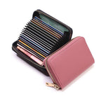 Compact Coin Purse Leather Business Credit Card Case Holder Travel Wallet for Women 20 Card Slots Small Card Pouch with