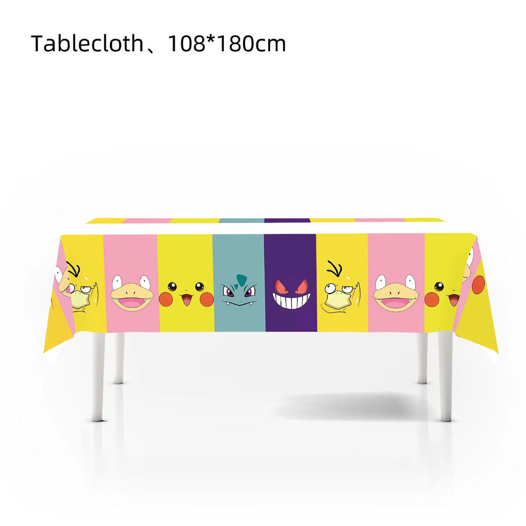 1pcs Pikachu Poké Ball Party Tablecloth Birthday Party Decoration Plastic Table Cover Tableware Baby Shower Supplies