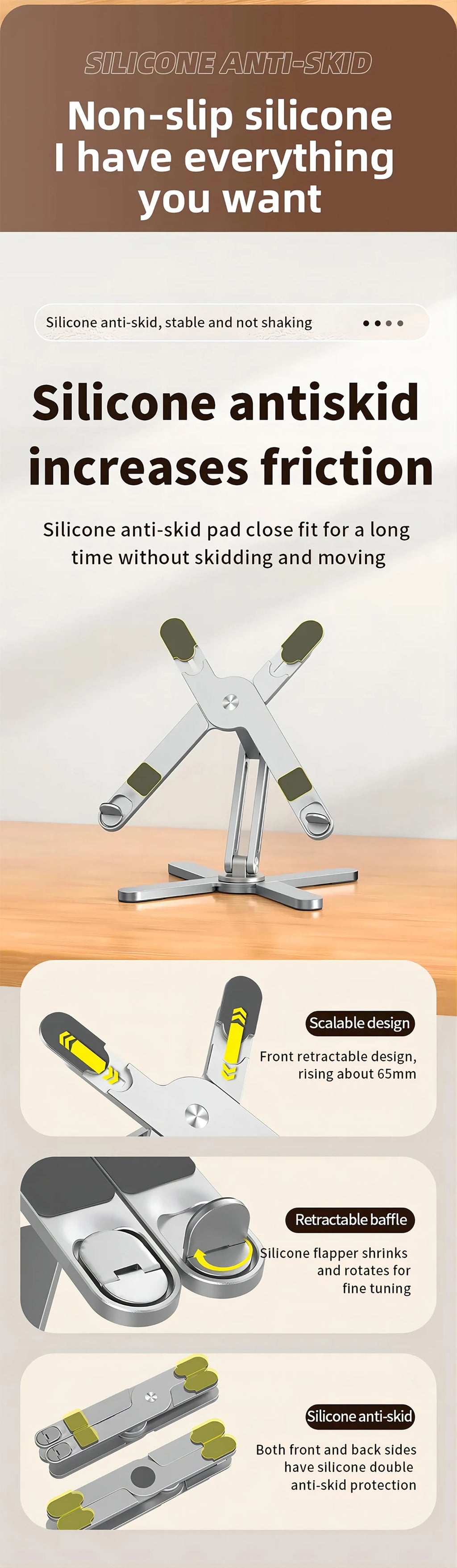Foldable Laptop Stand 360°Rotation Notebook Table Holder Aluminum Alloy Portable Book Tablet Bracket Open-ended Heat Dissipation