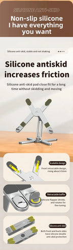 Foldable Laptop Stand 360°Rotation Notebook Table Holder Aluminum Alloy Portable Book Tablet Bracket Open-ended Heat Dissipation