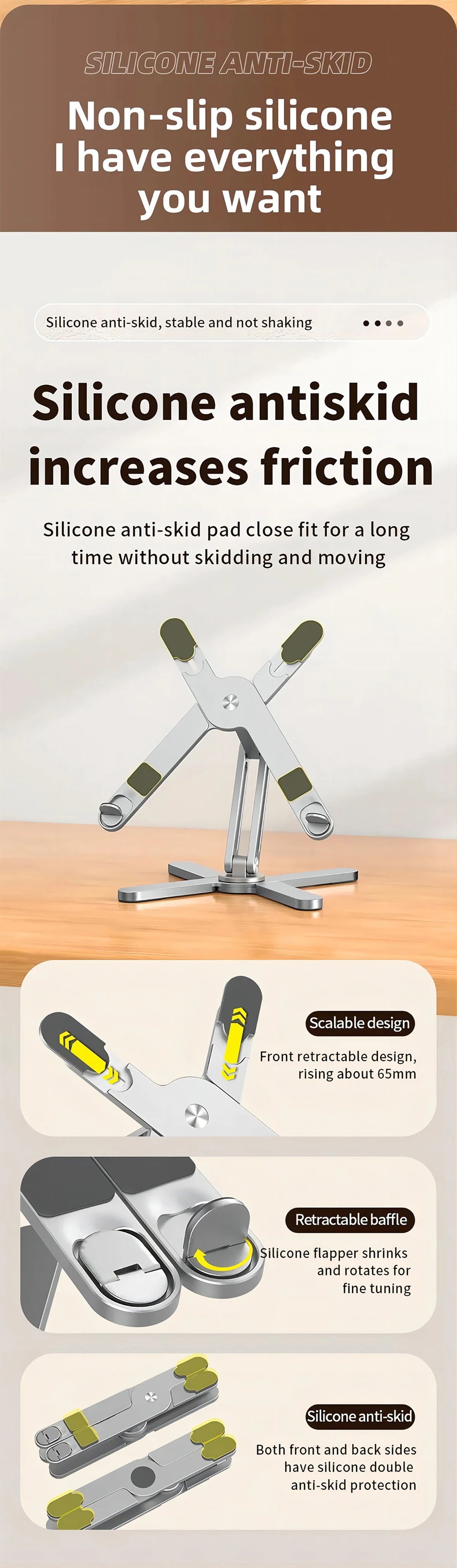 Foldable Laptop Stand 360°Rotation Notebook Table Holder Aluminum Alloy Portable Book Tablet Bracket Open-ended Heat Dissipation