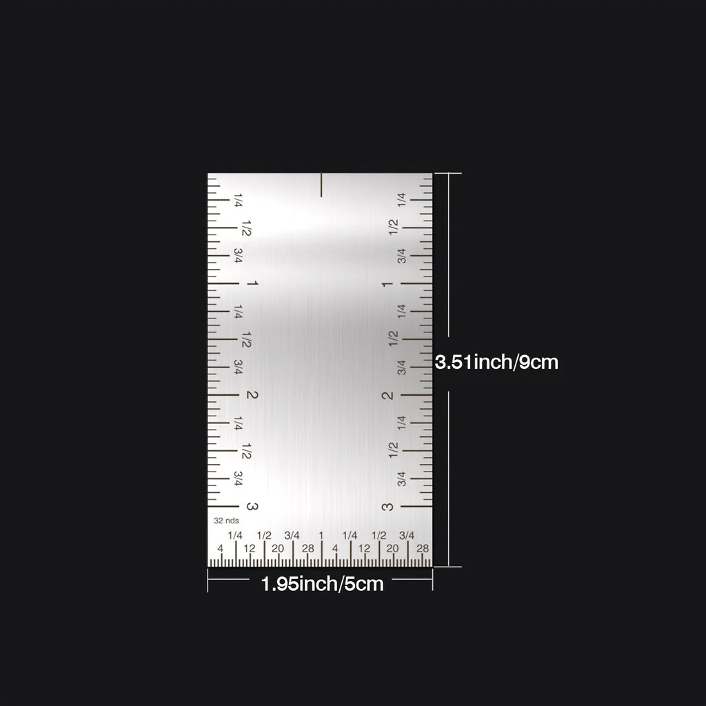 3-Inch Stainless Steel Precision Square Ruler, Dual Scale Metric/Imperial Conversion, Compact & Portable Pocket Measuring Tool