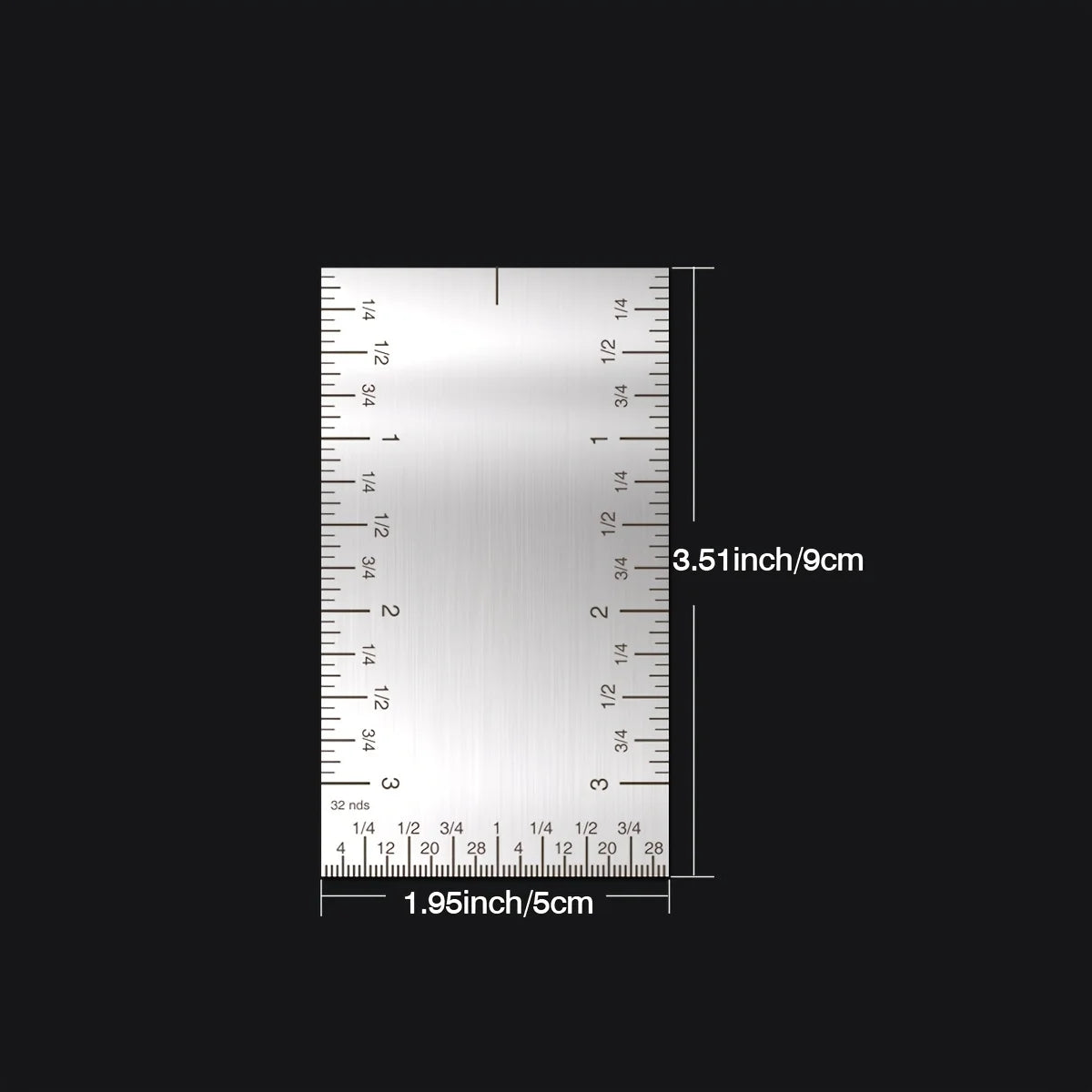 3-Inch Stainless Steel Precision Square Ruler, Dual Scale Metric/Imperial Conversion, Compact & Portable Pocket Measuring Tool