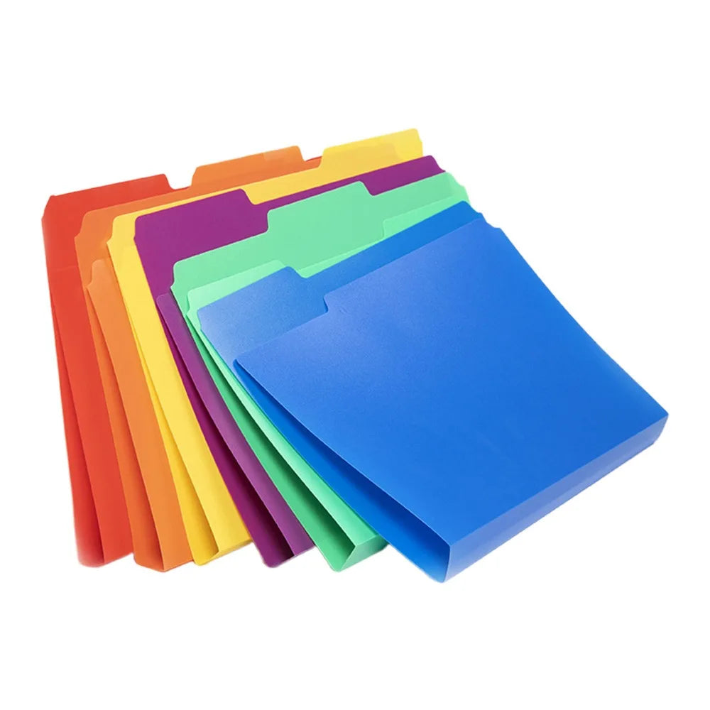 6PCS/Set PP A4 File Folder Colored with Category Index Stickers Doucument Storage Folders Multifunctional Manila Folder