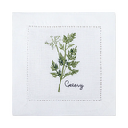 New Embroidered Herb Cocktail Napkin, Pure Linen, Lavender, Rosemary, Mint，Sage，Natural, Elegant, Tea Napkin, 15x15cm,