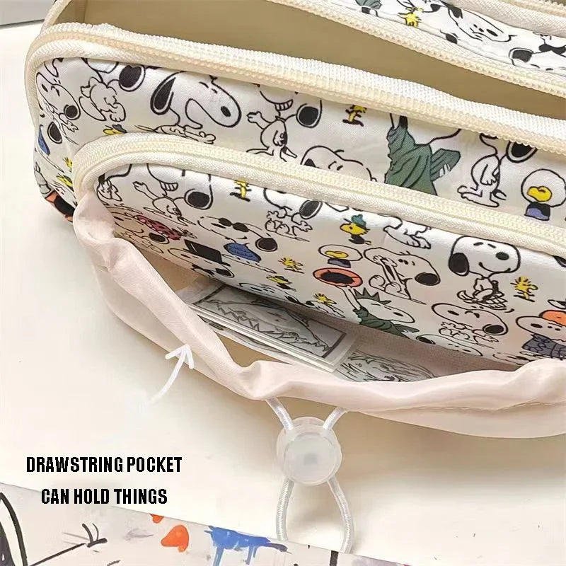 Snoopy Pencil Case Cartoon Large Capacity Pen Bag Stationery Bag Student Supplies Stationery Storage Bag Kawaii New Term Gifts