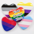 Personalized Heart-Shaped Tinplate Pins Custom Logo Text Pattern Printing Metal Badge Children And Friends Brooch Gift Wholesale