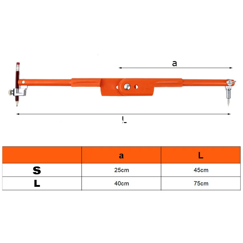 Steel Max 45/75cm Diameter Carpenter Precision Scribe Circular Pencil Drawing Compasses Adjustable Marking Scribing wood tool