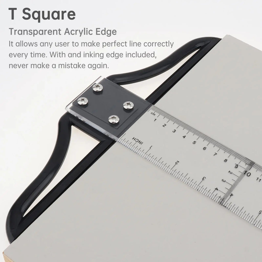 Metric & Imperial Scales Aluminum Alloy Angle Triangle Ruler 45cm T Square Acrylic Ruler Measuring Tool Set for Carpentry