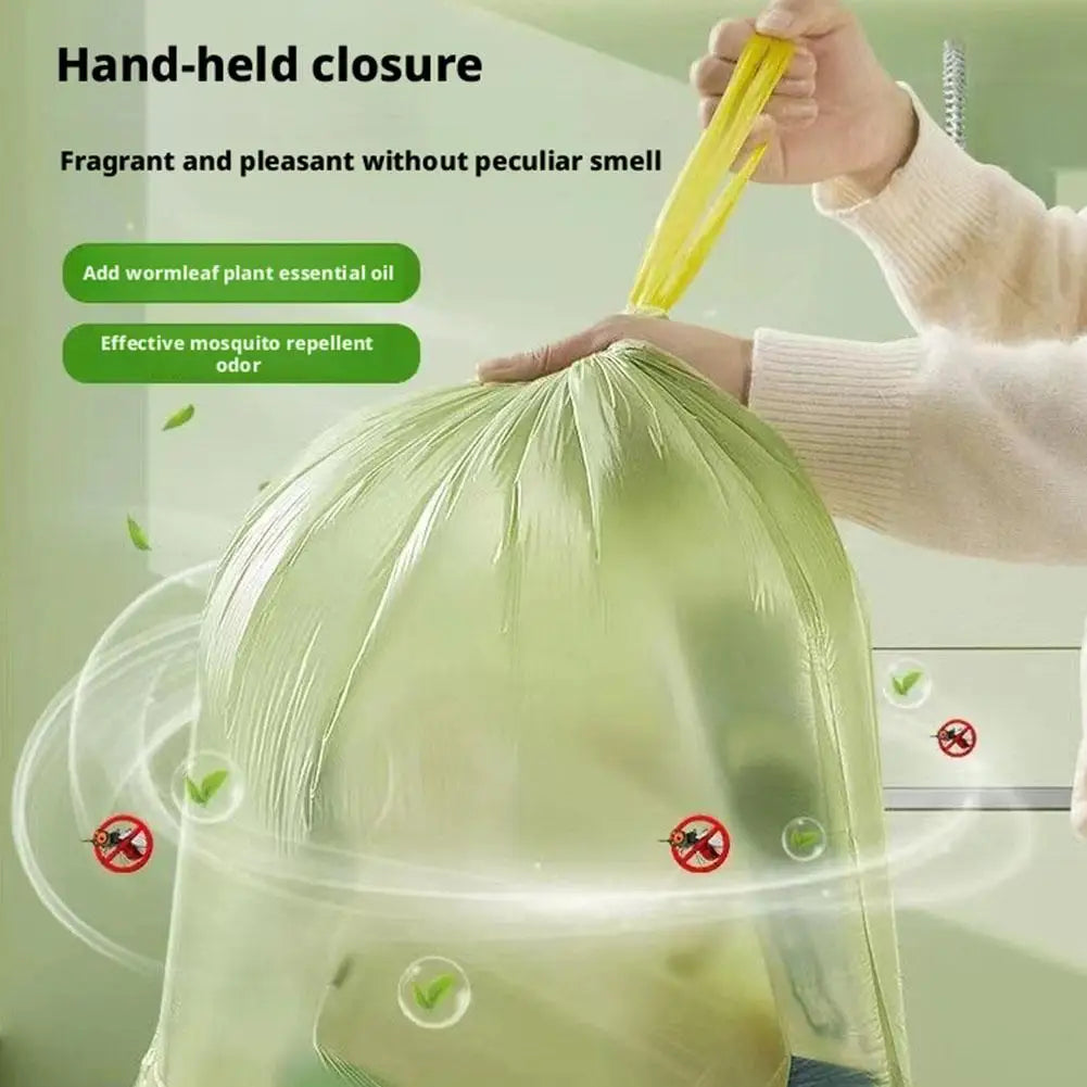100PCS/Roll Drawstring Trash Bags Tear-Free,Leakproof,Heavy Duty,Strong Garbage Can Liners for Home Household Use