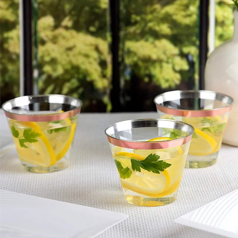 25PCS Disposable Champagne Clear Plastic Cup Outdoor Picnic Cup Drinking Cup for Parties Birthdays Weddings Cocktail Party