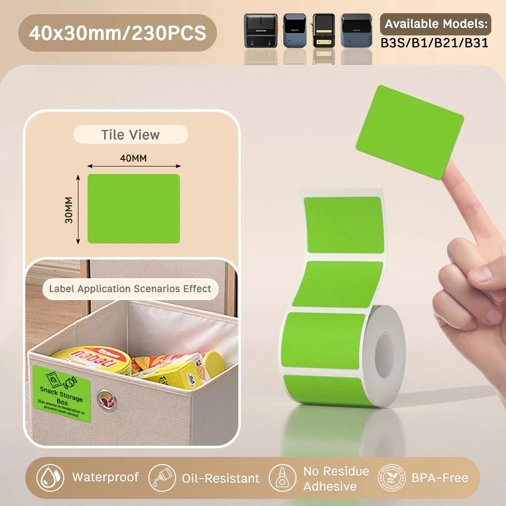 NIIMBOT B21/B203/B3S Label Machine Printing Paper Self Adhesive Label Waterproof Oil Resistant Tear Resistant Label